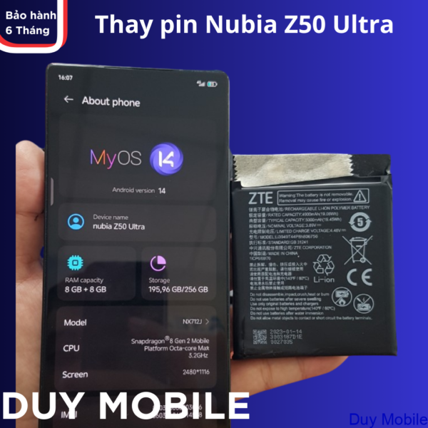 Thay pin ZTE Nubia Z50 Ultra
