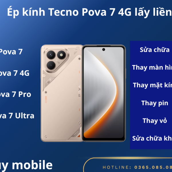 Ép kính Tecno Pova 7 4G chính hãng lấy liền