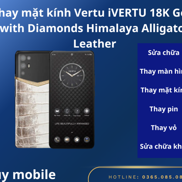 Thay mặt kính Vertu iVERTU 18K Gold with Diamonds Himalaya Alligator Leather